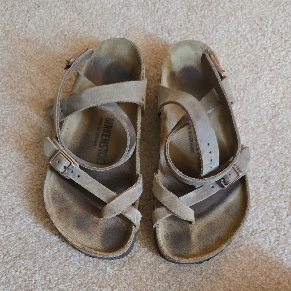 Birkenstock Yara Beige Suede Cross-Strap Sandals